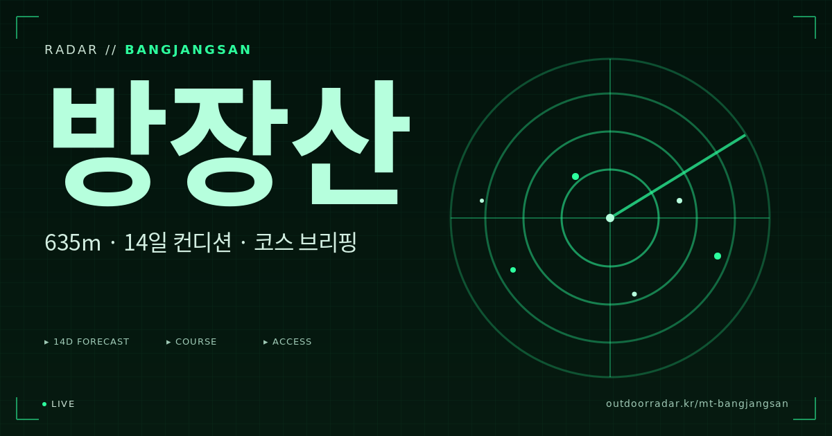 방장산 등산 코스 — 아웃도어 레이더