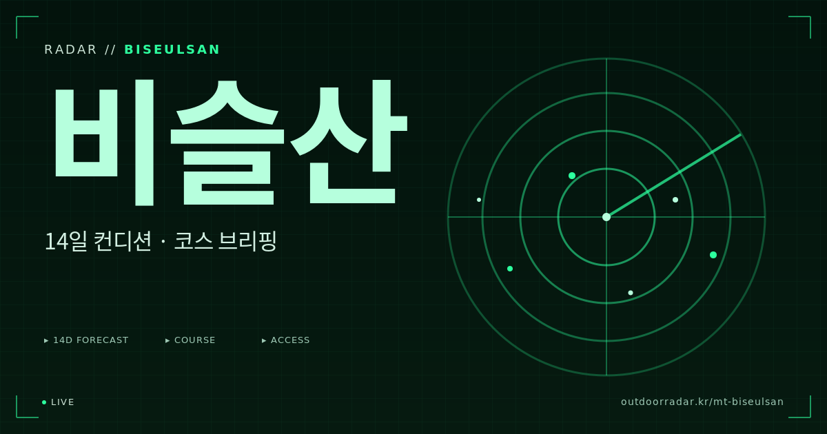 비슬산 등산 코스 — 아웃도어 레이더