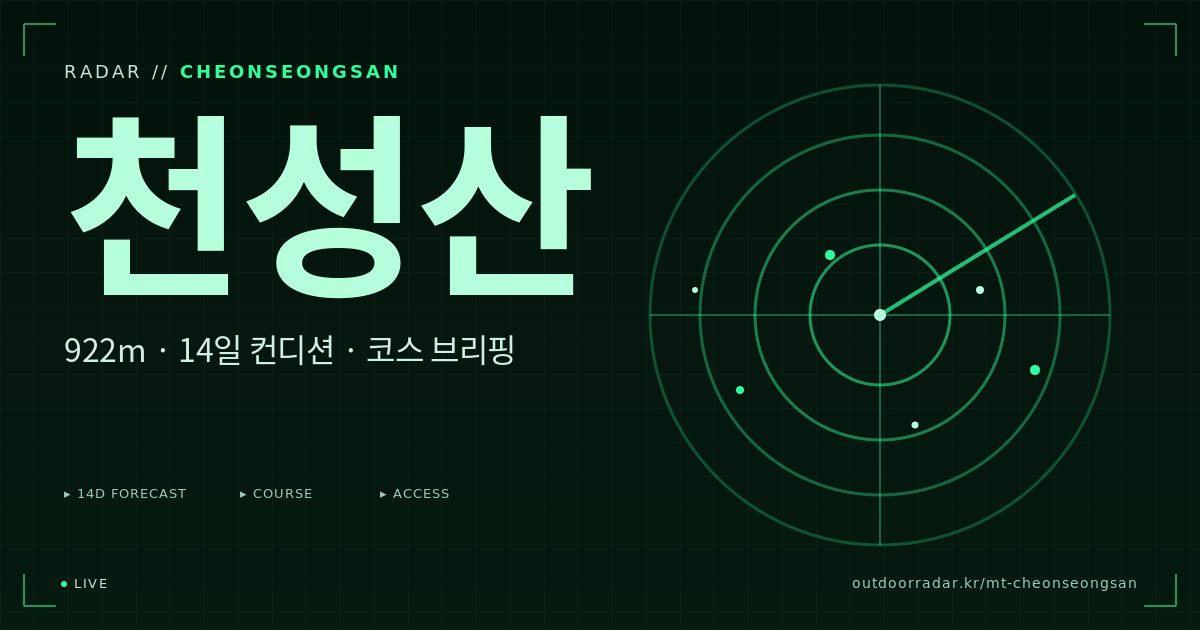 천성산 등산 코스 — 아웃도어 레이더