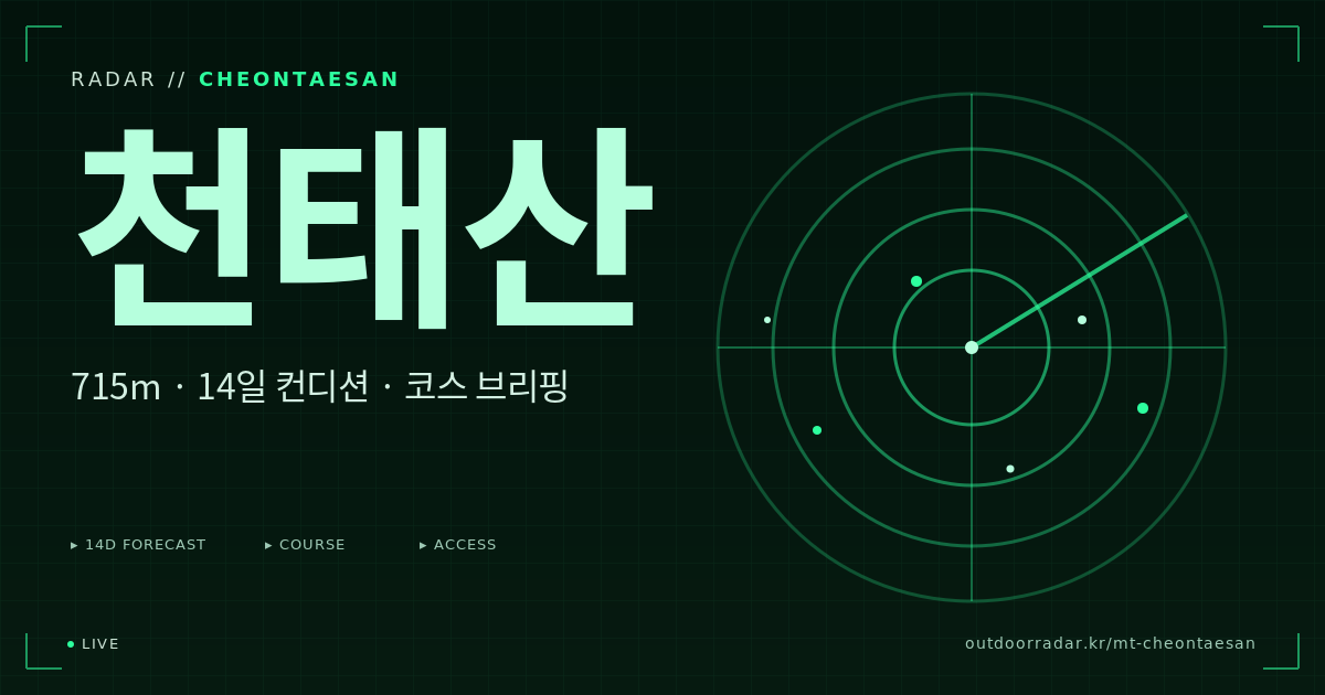 천태산 등산 코스 — 아웃도어 레이더
