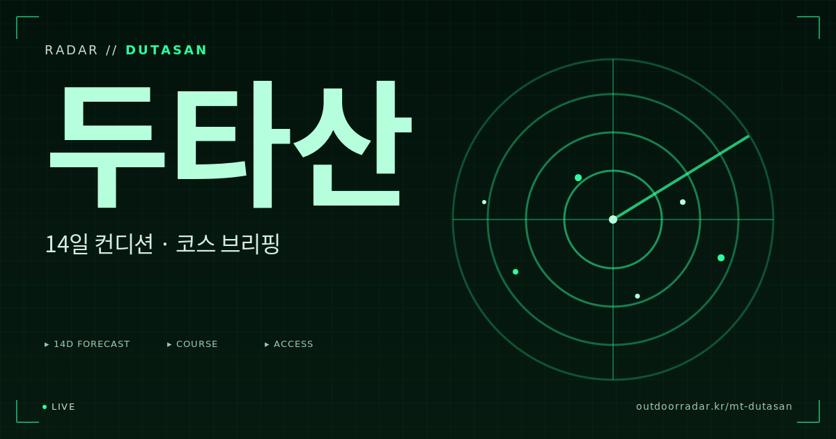 두타산 등산 코스 — 아웃도어 레이더