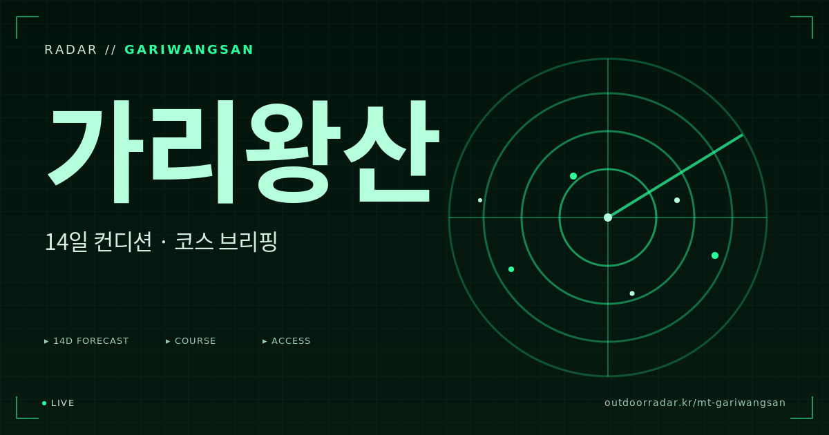 가리왕산 등산 코스 — 아웃도어 레이더