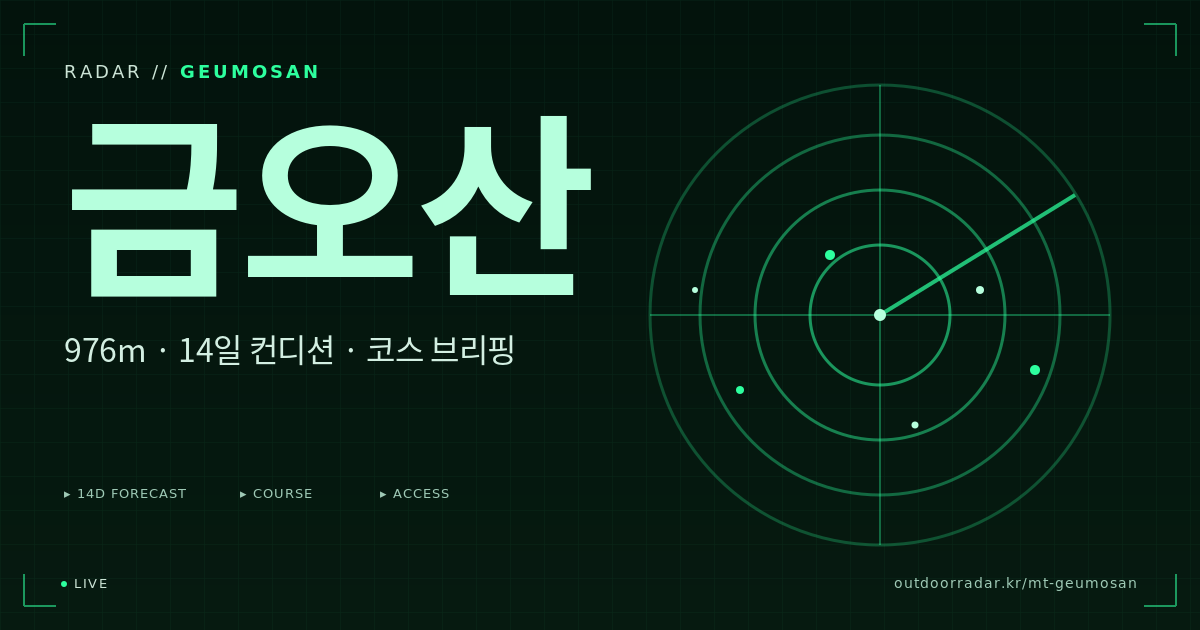 금오산 등산 코스 — 아웃도어 레이더