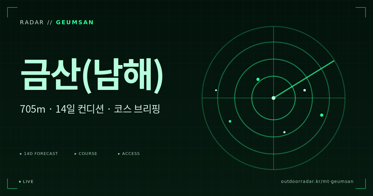 금산 등산 코스 — 아웃도어 레이더