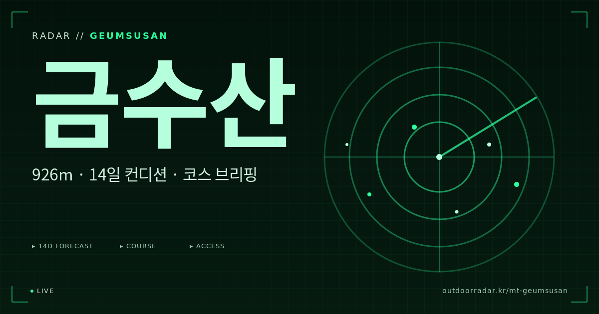 금수산 등산 코스 — 아웃도어 레이더