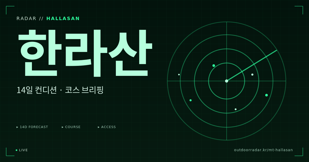 한라산 등산 코스 — 아웃도어 레이더