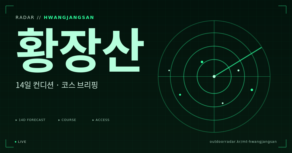 황장산 등산 코스 — 아웃도어 레이더
