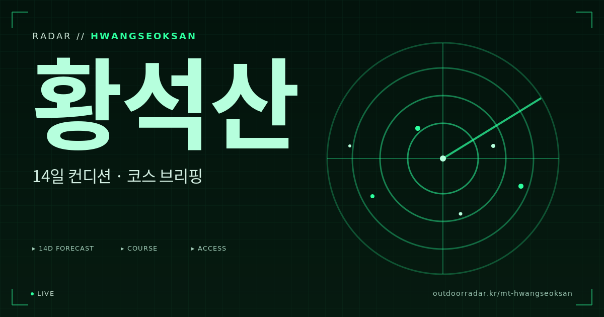황석산 등산 코스 — 아웃도어 레이더