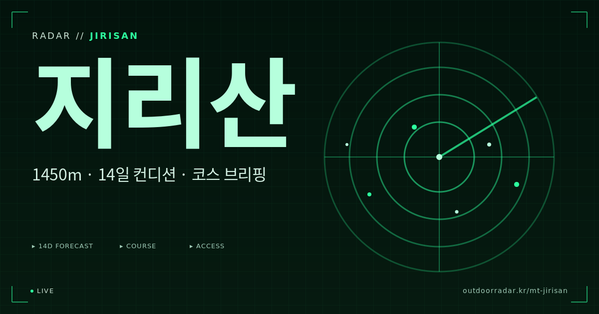 지리산 등산 코스 — 아웃도어 레이더