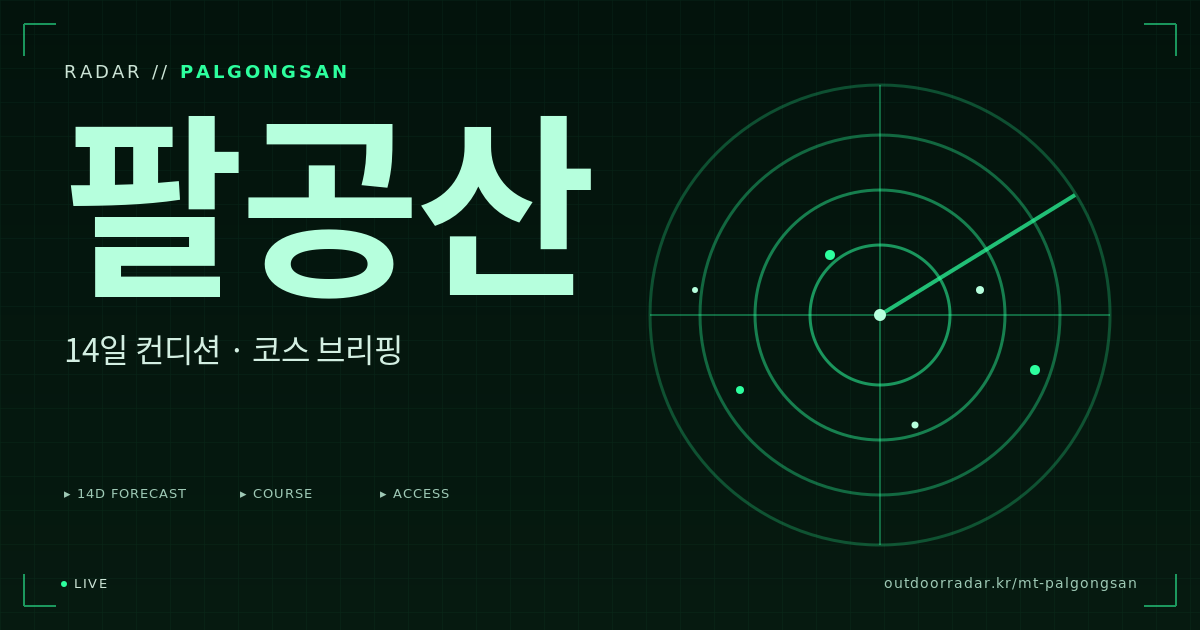 팔공산 등산 코스 — 아웃도어 레이더