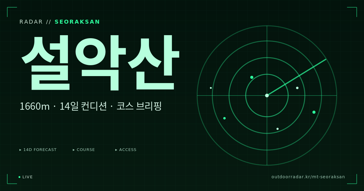 설악산 등산 코스 — 아웃도어 레이더
