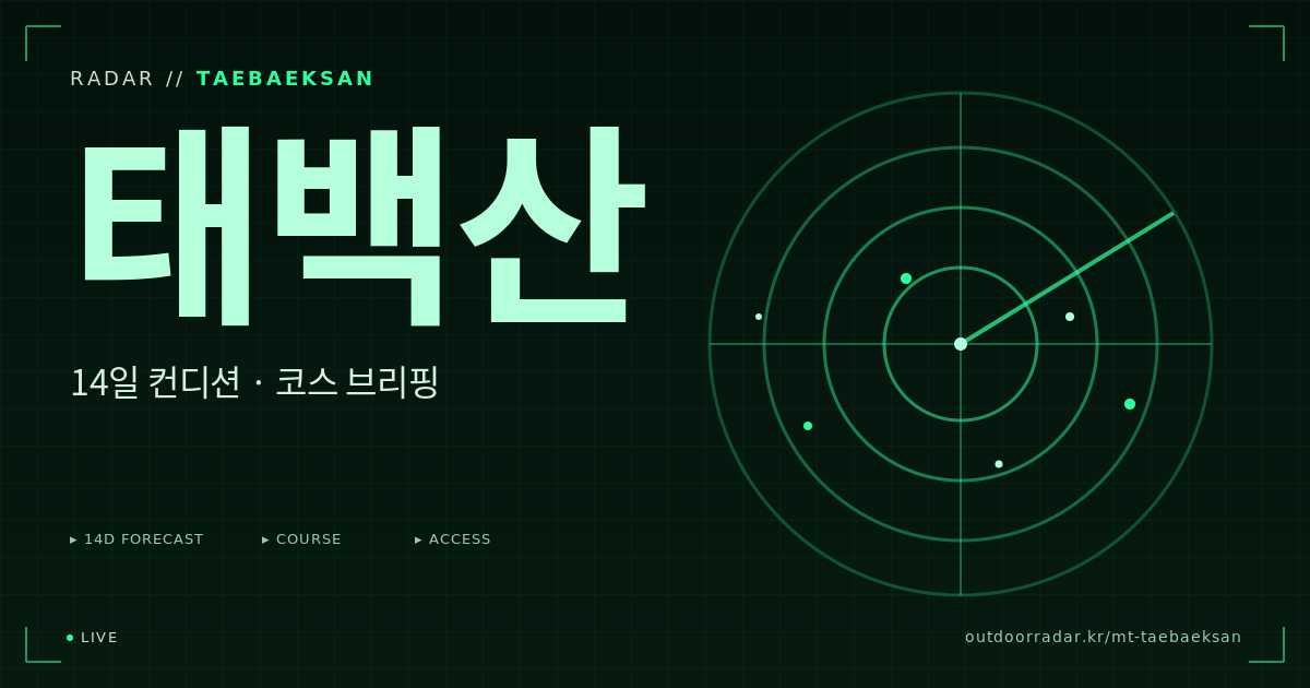 태백산 등산 코스 — 아웃도어 레이더