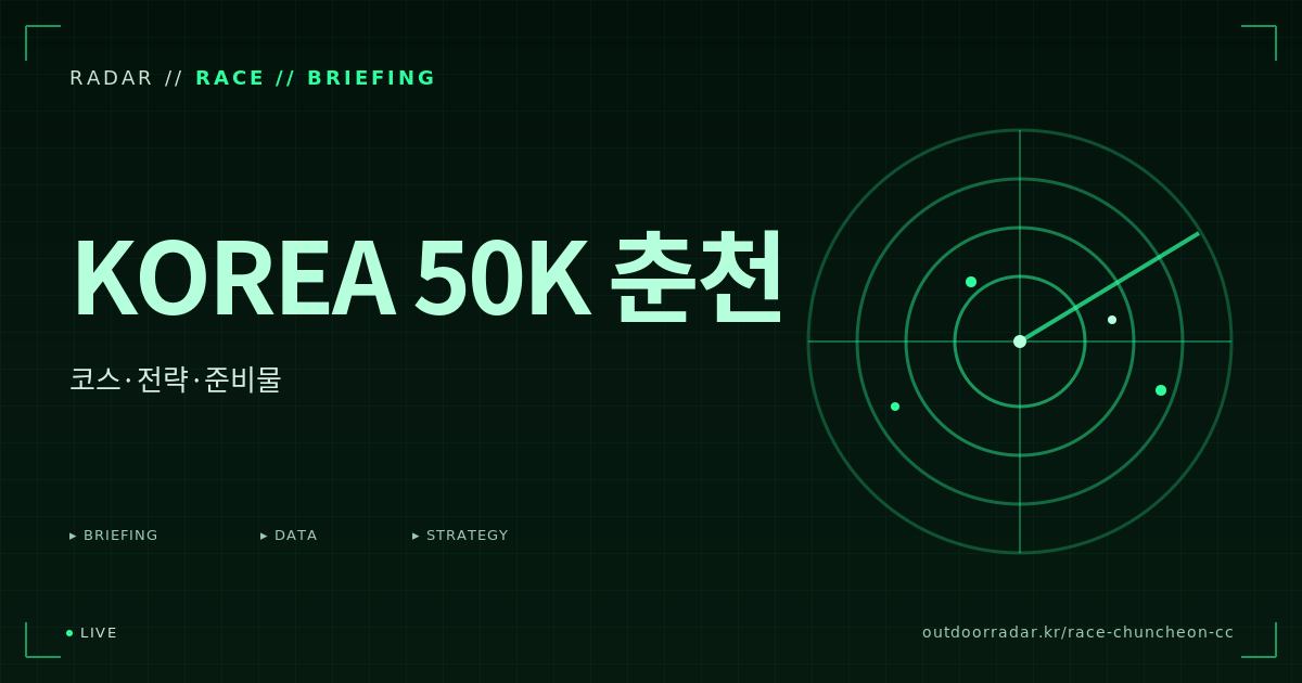 2026 KOREA 50K 춘천 (CC, 춘천 50K) — 코스·전략·준비물
