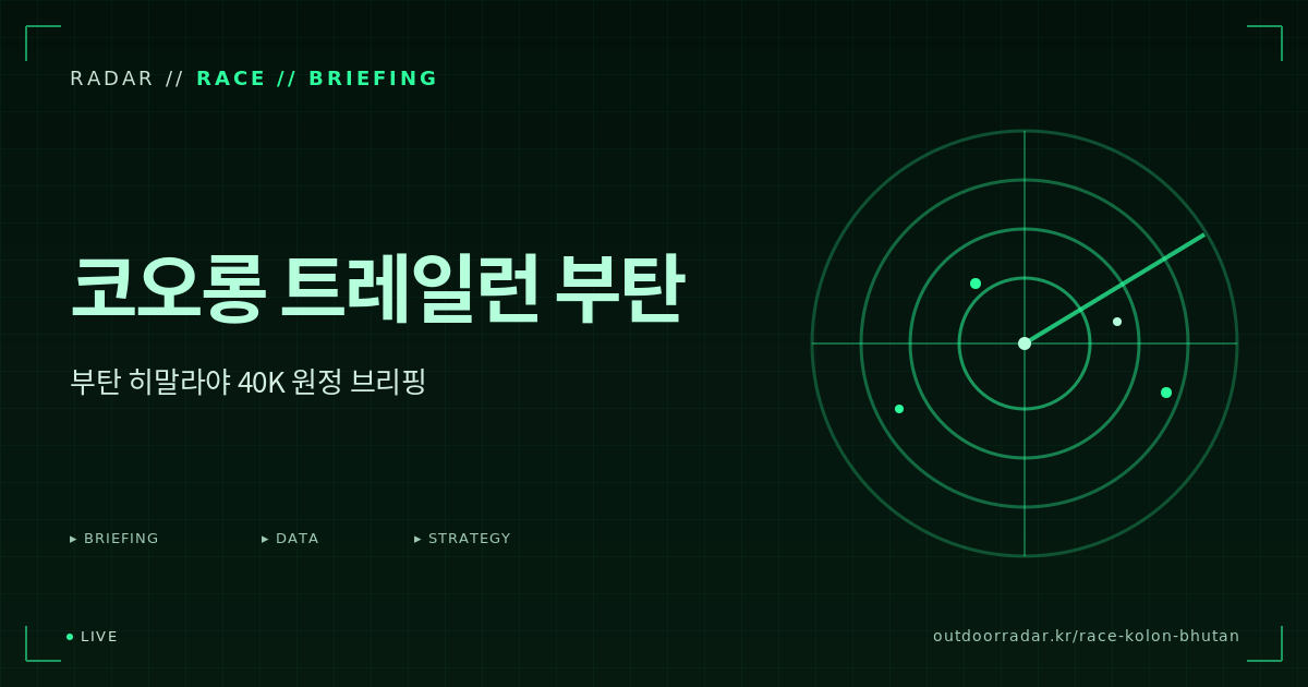 2026 코오롱 트레일런 부탄 — 부탄 히말라야 40K 원정 브리핑